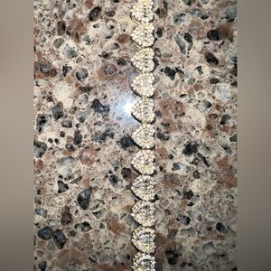 CZ Heart Tennis Bracelet 18k Yellow Gold over 925 Sterling Bracelet